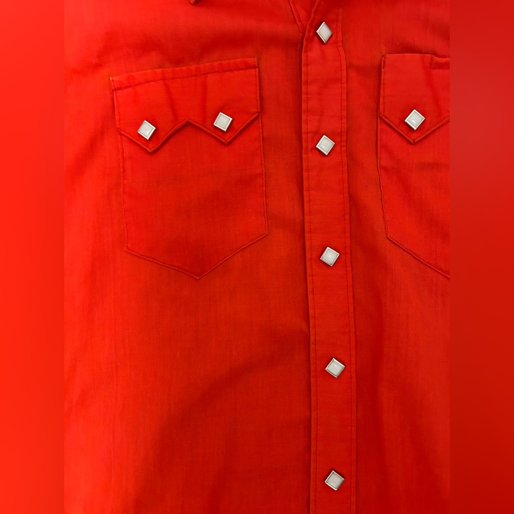 Vtg Rockmount Ranch Wear Tru-West Pearl Snap Shirt Red USA Men's Size Small - Picture 3 of 8